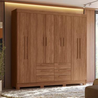 Imagem de Guarda-Roupa Casal Santana 8 Portas 6 Gavetas Jatoba - Pnr Móveis