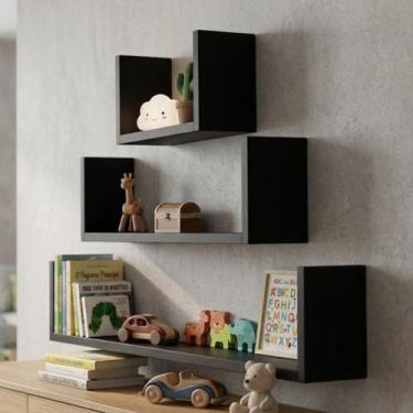 Imagem de Kit 3 Nicho Prateleira U 30/60/90 Sala Mdf Decoração Cozinha - Klithov