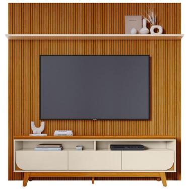 Imagem de Rack Para Sala Com Painel Ripado Para TV 75 Pol Lavine M07 Cinamomo Of