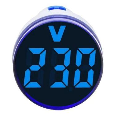 Imagem de Voltímetro Digital Embutir 22mm 50-500Vca - Snetec SVR1-22, Azul