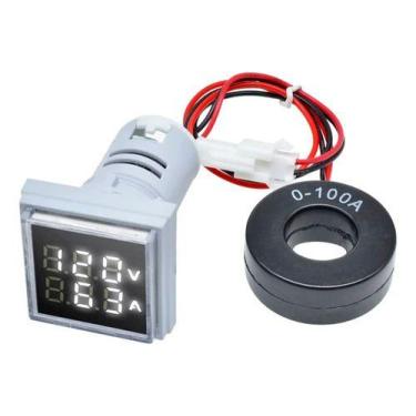 Imagem de Voltímetro e Amperímetro Digital 100A 50-500V Snetec SVQ2-22, Branco