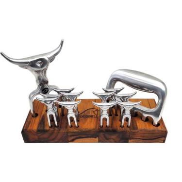 Imagem de Kit Garfo Tridente + Garra de Urso 10 Garfos Petisco Churras - WOODBUL