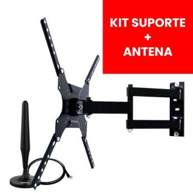Imagem de Suporte Tv Articulado Parede 23 A 55 Polegadas e Antena Digital Preta 
