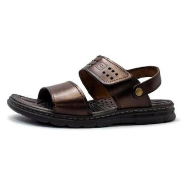 Imagem de Sandália Masculina Pegada 134203 Couro Macio Tira Aderente, 40, Marrom