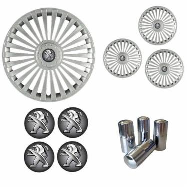 Imagem de Jogo Calota Aro 15 Europa Premium Peugeot + Emblema Resinado + Tampa V