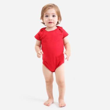 Imagem de Body Infantil Manga Curta Bebê Algodão Unissex - TechMalhas, Vermelho,