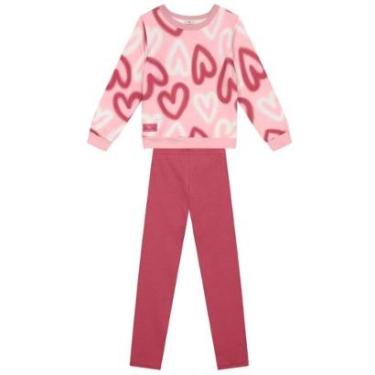 Imagem de Conjunto infantil menina de corações em moletom Brandili-Feminino