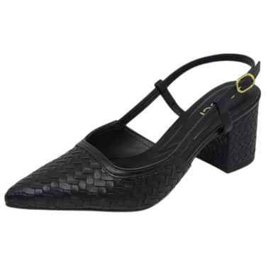 Imagem de Sapato Feminino Slingback Elegante Salto Bloco Chic Cacci