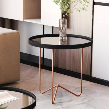 Imagem de Mesa Lateral Redonda Espelhada Alamanda JB Moveis
