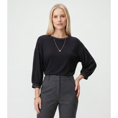 Imagem de Blusa Feminina Ampla Manga 3/4 Viscose Endless Preto, P, Preto