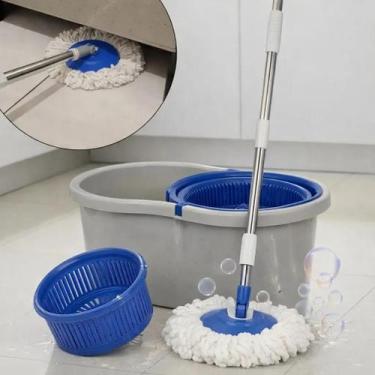 Imagem de Mop Giratório Limpeza Balde Esfregão Microfibra Cabo Extensor 13 Litro
