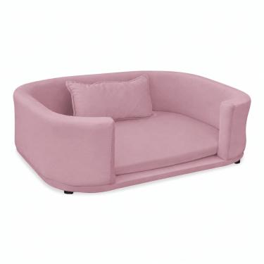 Imagem de Caminha Pet Lola Estofada Sofá Com Almofada Cachorro Gato Pequeno Porte Rose
