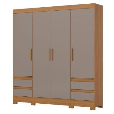 Imagem de Guarda Roupa Casal 04 Portas 04 Gavetas B383 Cinamomo Avelã - Henn - Briz