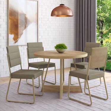 Imagem de Conjunto Sala De Jantar 4 Cadeiras Malta Carraro Dourado