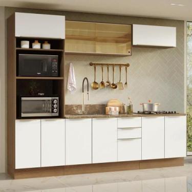 Imagem de Armário De Cozinha Completa 270 Cm Rustic/branco Veludo Lux Madesa 06 