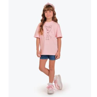 Imagem de Camiseta Feminina Infantil Estampa Foil Trick Nick Rosa, 6, Rosa