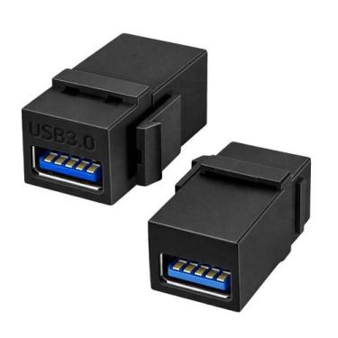 Imagem de Kit 6 Keystone Emenda Usb 3.0 Embutir Painel Tomada Preto - MARELAGO