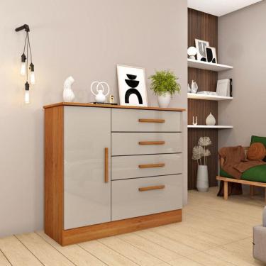 Imagem de Cômoda Para Quarto Com Sapateira 4 Gavetas - Chicago-cinamomo-off White - Tcil Móveis