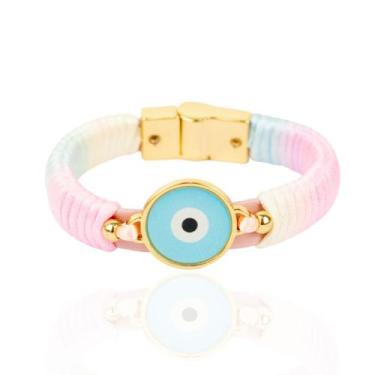 Imagem de Bracelete feminino tie dye olho grego banhado a ouro 18k - Brimatto