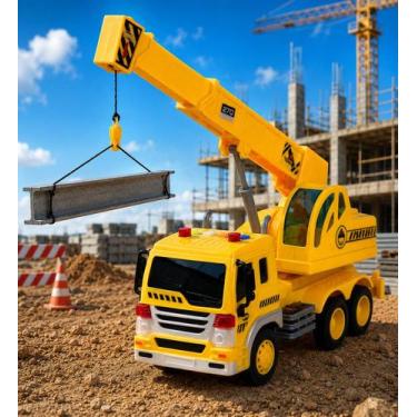 Imagem de Caminhão De Construção Quindaste De Brinquedo Com Som E Luz - BBR Toys