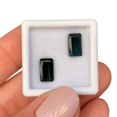 Imagem de Turmalina Azul Baguete Retangular Par 3,12ct - ENE2ESE