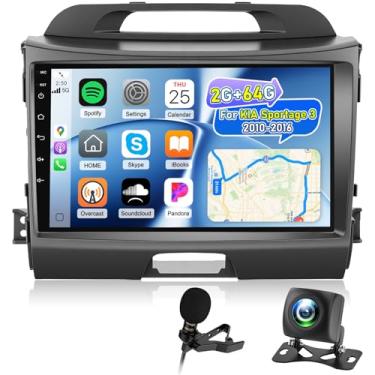 Imagem de [2 + 64 G] Rádio veicular Android 13 para KIA Sportage 3 2010-2016 – Carplay sem fio e Android Auto – tela sensível ao toque de 9 polegadas com várias UI/GPS/WiFi/SWC + câmera de backup AHD