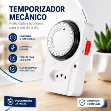 Imagem de Temporizador Automático de Tomada 24 Horas Economia de Energia