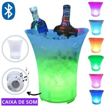Imagem de Balde De Gelo Com Caixa De Som Led Rgb Bluetooth Altomex AL-8707