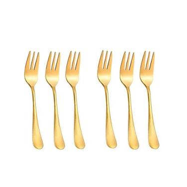 Imagem de Conjunto 6 Garfos de Sobremesa Dourado Aço Inox Talher - GXM