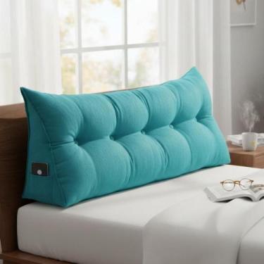 Imagem de Almofada Cabeceira Ana Cama Queen 160cm Suede Azul Turquesa Mz Decor -