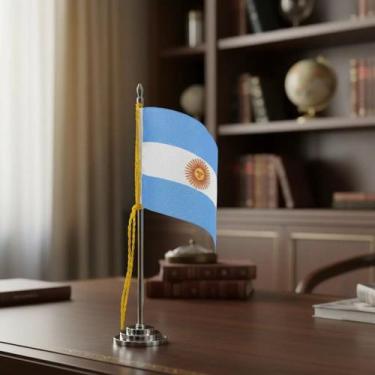 Imagem de Mini Bandeira de Mesa Argentina 15 cm Poliéster - SP Bandeiras