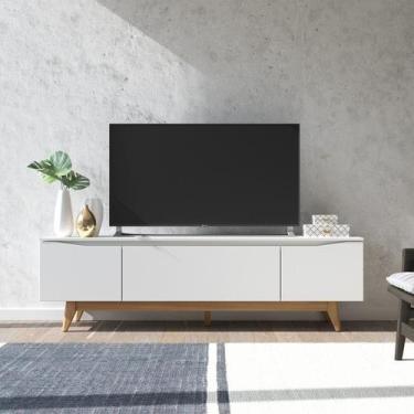 Imagem de Rack para TV até 75 Polegadas MDF 184cm Pés em Madeira Maciça Flynt Be