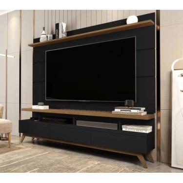 Imagem de Rack com Painel para TV até 72 Polegadas MDF 180cmx195cm Pés em Madeir