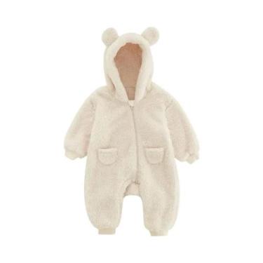 Imagem de Macacão De Fleece Com Capuz Para Bebê Primavera Outono Manga Longa Par
