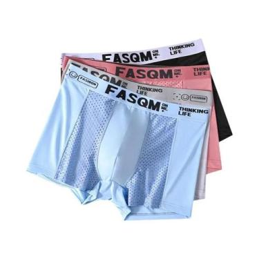 Imagem de Cuecas Boxer Masculinas plus Size L-6XL De Seda Gelada Com Malha Respi