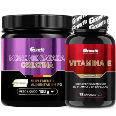 Imagem de Kit Creatina Pura 100g Creapure + Vitamina E 75 Caps Growth