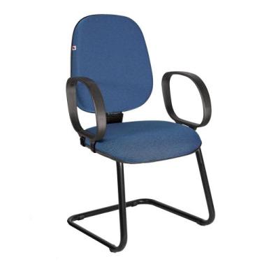 Imagem de Cadeira Ágata Gerente Pé Contínuo Braço Corsa Tecido Cor:Azul - Ideafl