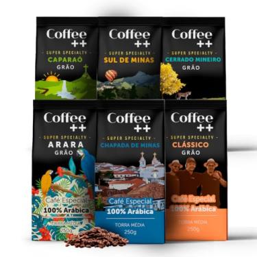 Imagem de Kit 6 Pacotes Café Especial em Grãos Coffee Mais Variedades: Cerrado, Sul de Minas, Arara, Caparaó, Chapada e Clássico - 100% Arábica (6x250g)