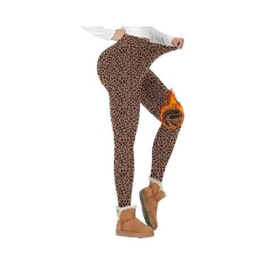 Imagem de Leggings Térmicas Femininas De Cintura Alta Forradas Com Fleece, Calça