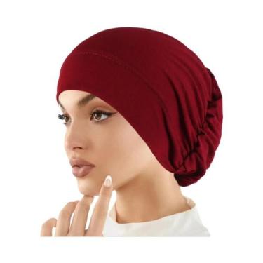 Imagem de Hijab Muçulmano De Cor Sólida Para Mulheres, Turbante Macio E Elástico