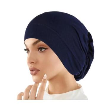 Imagem de Hijab Muçulmano De Cor Sólida Para Mulheres, Turbante Macio E Elástico
