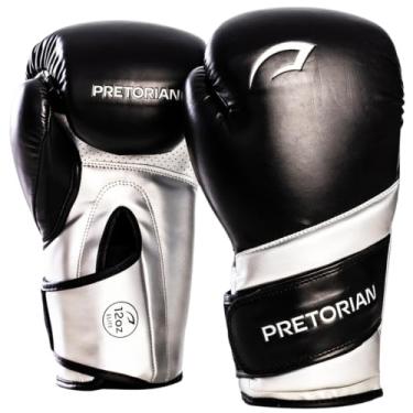 Imagem de Luva de Boxe e Muay Thai Elite Pretorian Velcro Duplo Luva Profissional - 1 Par De Luvas Preto/Prata 12 Oz