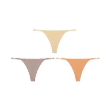 Imagem de Calcinhas Tanga Sem Costura De Cintura Baixa 3PCS Com Alças Finas E Al