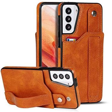Imagem de Bolsa de couro com slot para cartão de pulseira para Samsung S20 S21 Plus Fe Note 20 Ultra A22 A32 A52 A72 A82 5G Bolsa com suporte multifuncional, marrom claro, para Samsung A32 5G