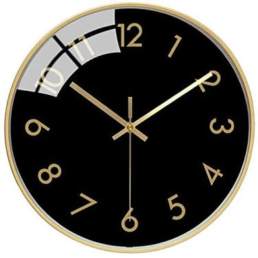 Imagem de Relógio de Parede Moda Moda Casa, Sala de estar Quarto Relógio Pingente, Silencioso Relógio Simples Creative Precise (Cor: Cinza), Amarelo (Color : Black)