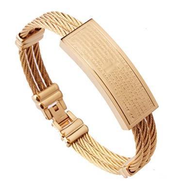 Imagem de suhang Charmoso Presente Prata Cor Dourada Cabo Aço Inoxidável Bracelete Fio Feminino Masculino