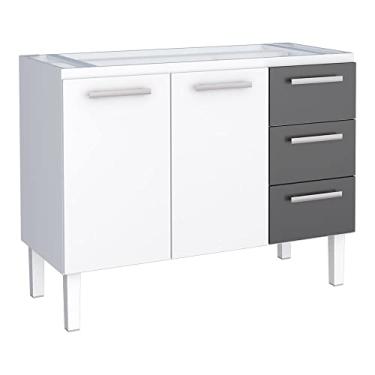 Imagem de Gabinete de Cozinha Para Pia 120 em Aço Vênus 3 Gavetas Branco/Preto - Cozimax