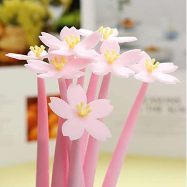 Imagem de LUFOX 12 canetas de gel de flores de cerejeira para crianças, mulheres, colegas de trabalho, anfitriã e namorada, ótimos artigos de festa e material escolar, tinta preta (0,5 mm)