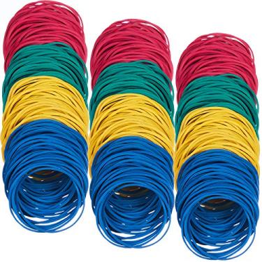 Imagem de AMUU Pulseiras de borracha 500 peças #16 multicoloridas pequenas faixas de borracha para escritório, escola, casa, tamanho 16, faixa elástica - Cores-500 peças - 38 mm
