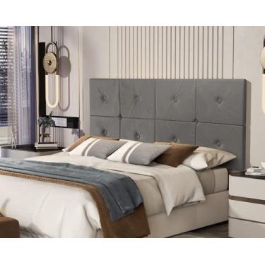 Imagem de Painel de Cama box Botão Casal 1,40 Elegance cor Cinza - Comprar Moveis em Casa